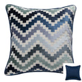 Axyaa Velvet Cushion Cover Zigzag Pattern Soft Pillow Cover in Grey Coffee Blue - 45x45cm/30x50cm/50x50cm