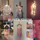 Axyaa Pink Unicorn Dream Catcher for Girls' Kawaii Room Decor & Bedroom Nursery