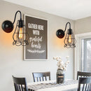 Axyaa Industrial Black Iron Wall Sconce with E27 Retro Cage Guard
