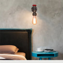 Axyaa Vintage Iron Water Pipe Wall Lamp - Rust Plated E27 Sconce Lighting