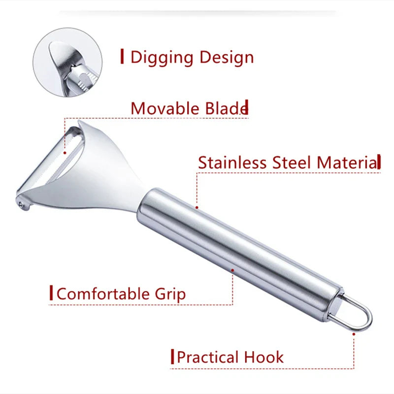 Axyaa Stainless Steel Dual-Use Peeler Apple Carrots Knife Fruit Cutter Scraper