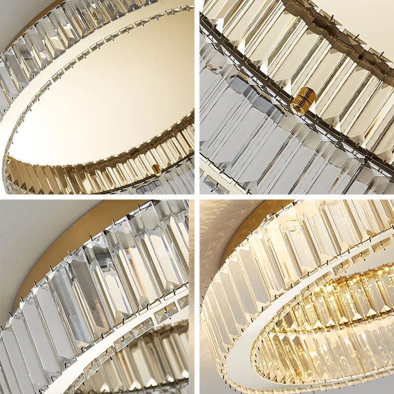 Axyaa Crystal Circle LED Ceiling Chandelier for Modern Living Room & Bedroom