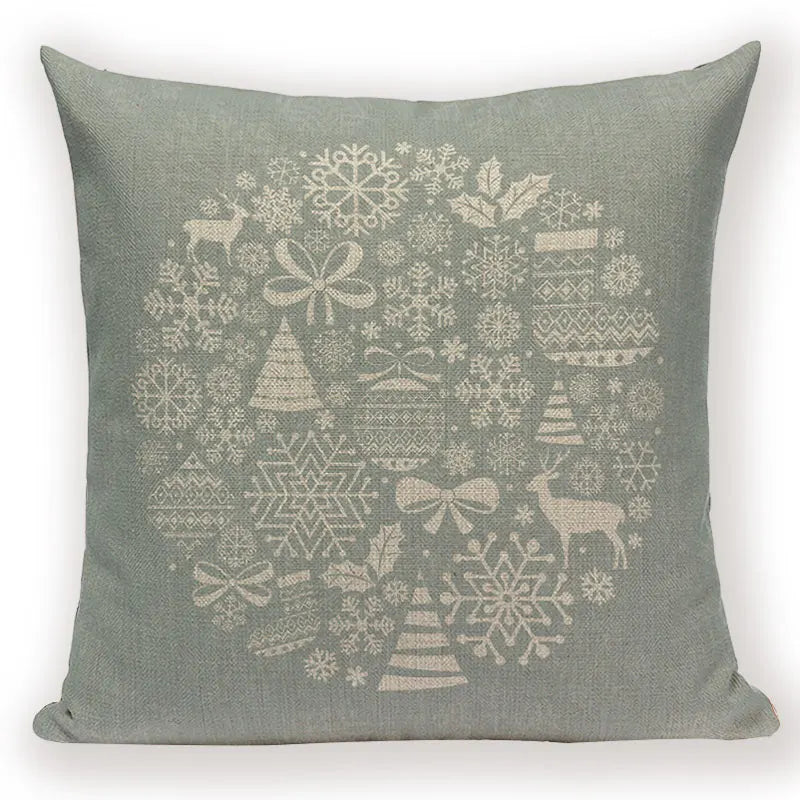Christmas Cartoon Santa Claus Deer Pillows Covers Merry Christmas Gifts for The New Year by Axyaa