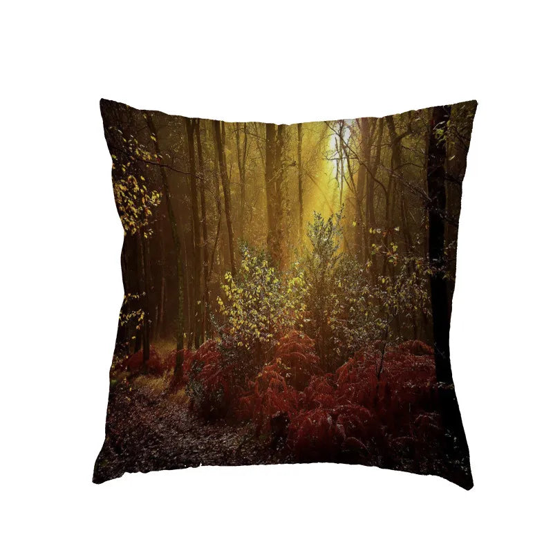 Axyaa Waterfall Maple Lake Forest Decor Pillow Cover Case