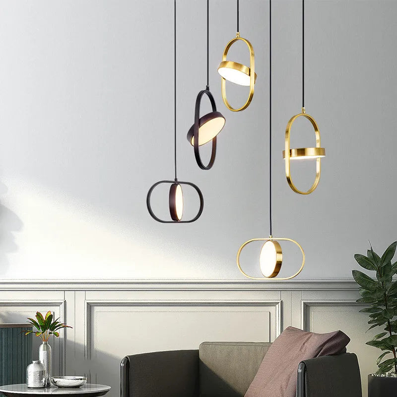 Axyaa Gold Pendant Lamp: Modern LED Nordic Trumpet Hanging Light for Home Decor