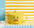 Axyaa Double-layer Cute Duck Ramen Bowl With Lid Stainless Steel Tableware