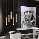 Axya Golden Cylinder Pipe Chandelier Pendant Light - Modern Indoor Kitchen Dining Room Lighting