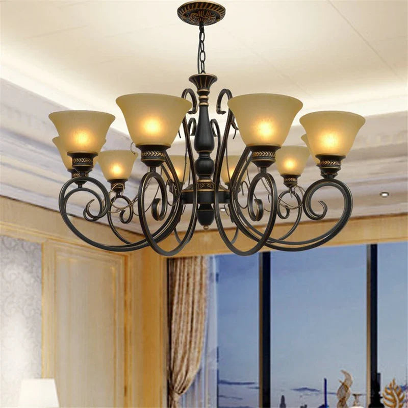 Axyaa European Wrought Iron Chandelier - Retro Classic Hanging Lamp