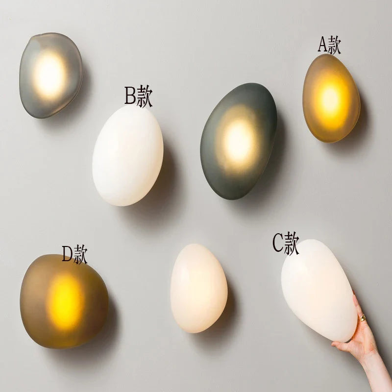 Axyaa Nordic Glass Pebble Wall Light Living Room Bedroom Luminaria
