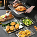 Axyaa Stainless Steel Food Storage Tray and Grid - Bakeware Set for Baking, Cooling, and Serving