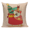 Axyaa Christmas Deer Snowman Cartoon Cushion Cover - Festive Decor Pillowcase