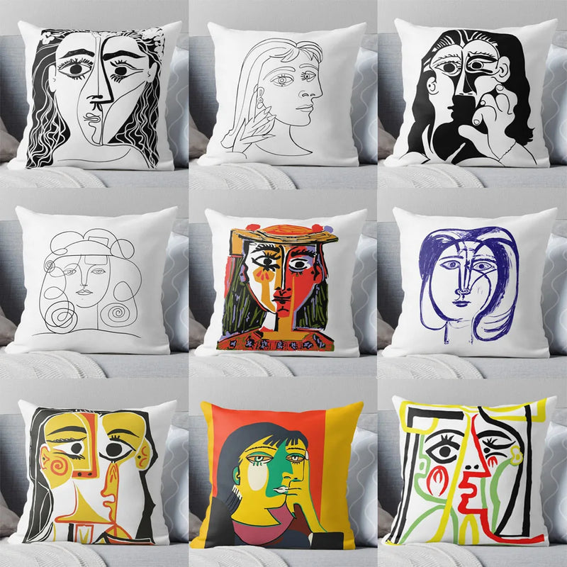 Picasso Abstract Art Decorative Cushion Cover by Axyaa