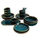Axya™ Luxe Green Ceramic Dinnerware Set – Gilt Rim Plates & Bowls for Steak & More