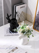 Axyaa Deer Head Ceramic Vase: Animal Head Simulation, Home Decor Craft, Flower Arrangement
