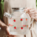 Axyaa Kawaii Strawberry Glass Cold Water Pot | Large Capacity Heat-Resistant Cute Teapot