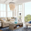 Axyaa Vintage Wood Bead Chandelier: Nordic Farmhouse Lighting Fixture