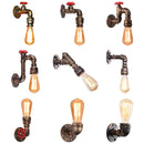 Axyaa Industrial Rust Water Pipe Wall Sconce Single-Head Bedside Lamp