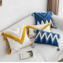 Moroccan Style Navy Blue Zigzag Pillow Cover 45x45cm Axyaa