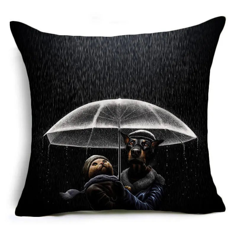 Cartoon Cat Pet Pillow Cover for Home Sofa Decor by Axyaa