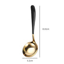 Axyaa Stainless Steel Soup Spoon with Long Handle and Colander - Golden