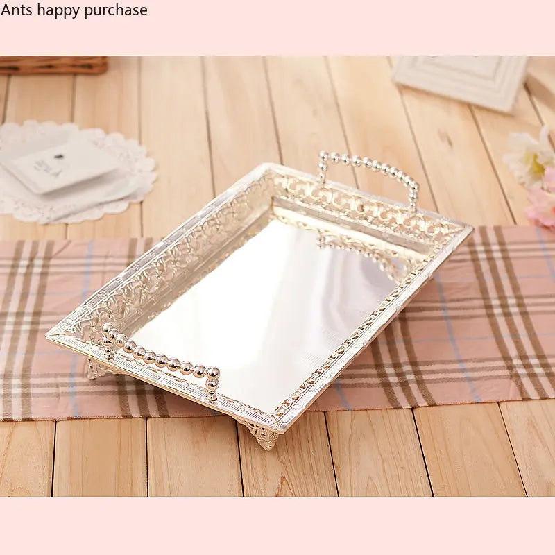 Axya Silver Plated Tray: Elegant European Style Dessert & Snack Serving Tray