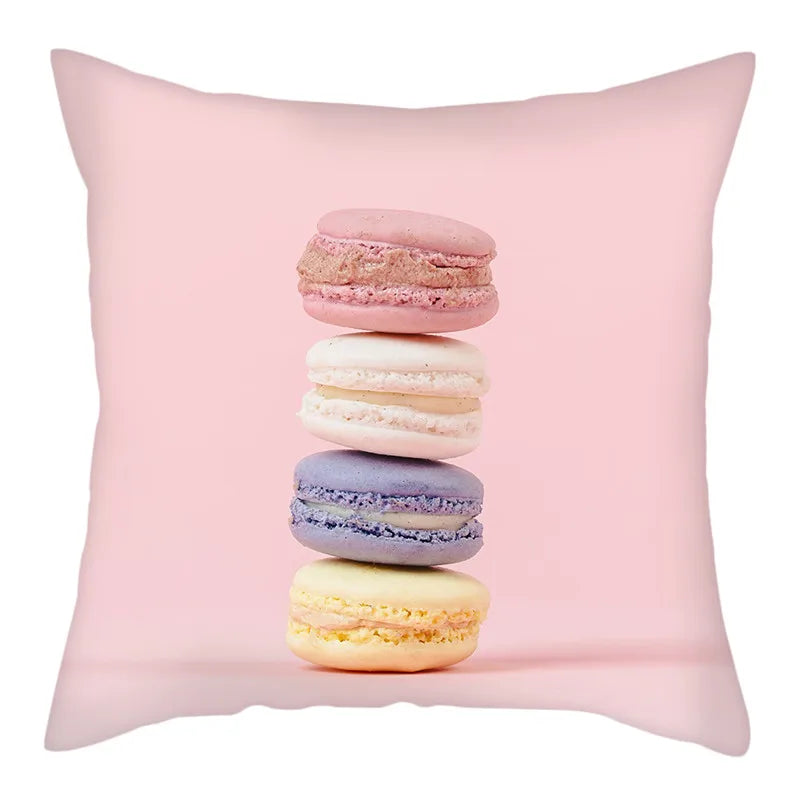 Axyaa Biscuits Cake Print Decor Pillow Cover for Home Sofa Decoration