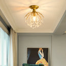Axyaa Gold Crystal Round Ceiling Chandelier for Home Indoor Lighting