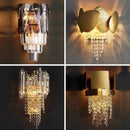 Axyaa Modern Crystal Wall Lamp for Living Room, Nordic LED Bedroom Lights