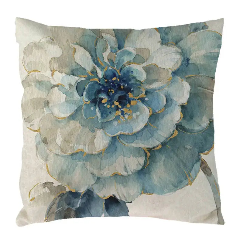 Blue Flowers & Birds Pattern Cushion Cover, Axyaa Home Decor Pillow Case