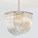 Axyaa Lustre Plate Metal LED Pendant in Gold/Chrome - Glass Round Chain Hanging Lamp