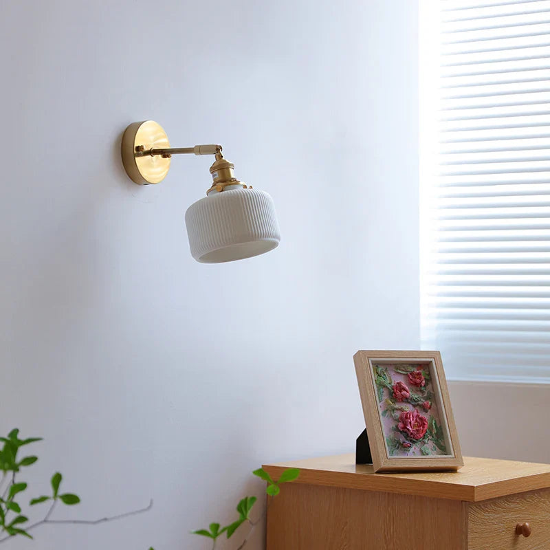 Axyaa Ceramic LED Wall Lamp with Knob Switch for Bedroom, Bathroom, and Stairway