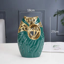 Axyaa Golden Bird Ceramic Vase: Chinese Retro Flower Vase for Modern Home Decor