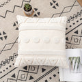 Axyaa Ivory Loop Tufted Cotton Cushion Cover for Home Decor