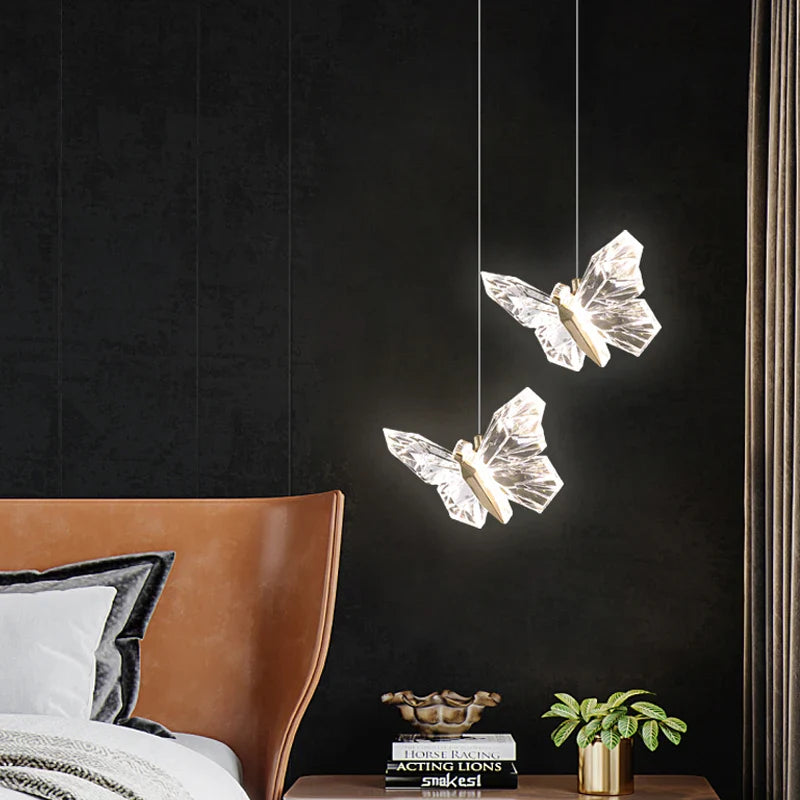 Axya Crystal Butterfly Pendant Lamps LED Lighting for Home Decor