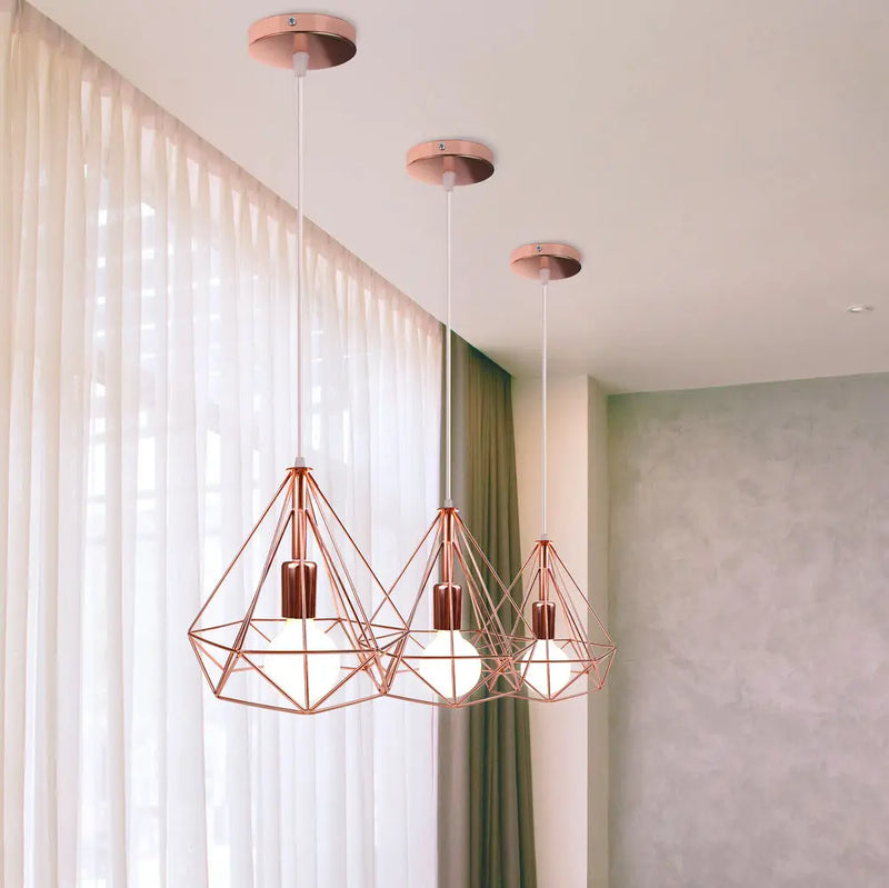Axyaa Rose Gold Industrial Iron Pendant Light for Home Living Room