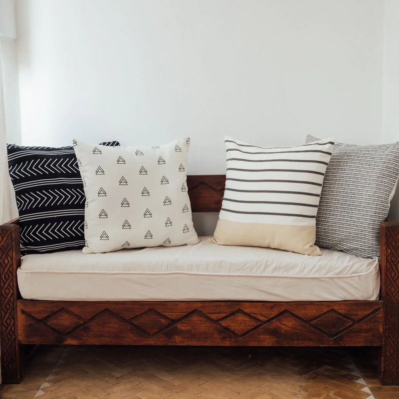 Axyaa White Geometric Cushion Covers 45x45 for Sofa Couch Living Room