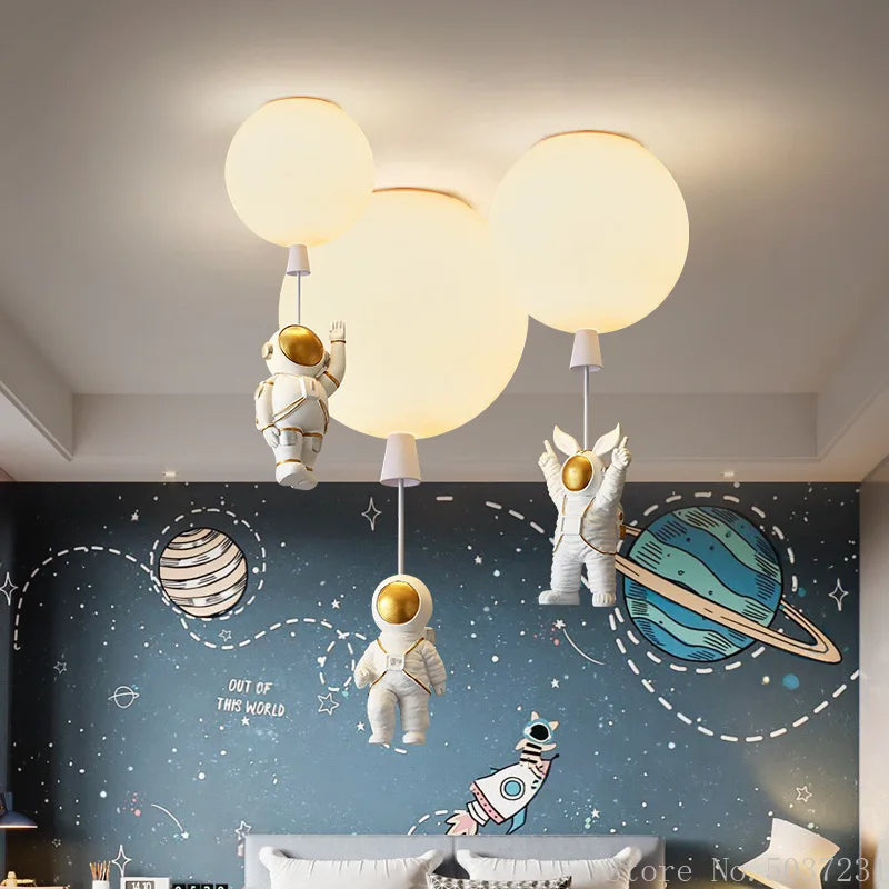 Axyaa Frosted Space Balloon Lamp Chandelier for Children's Room