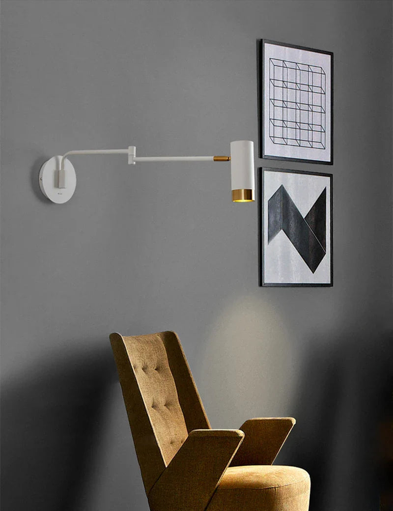 Nordic Swing Arm Bedside Wall Lamp Axyaa Brand White Black E27
