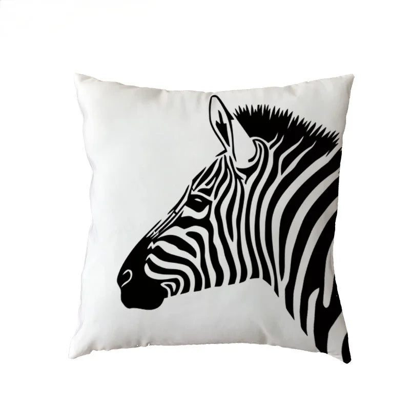 Zebra White Geometric Trilateral Watercolor Cushion Covers by Axyaa