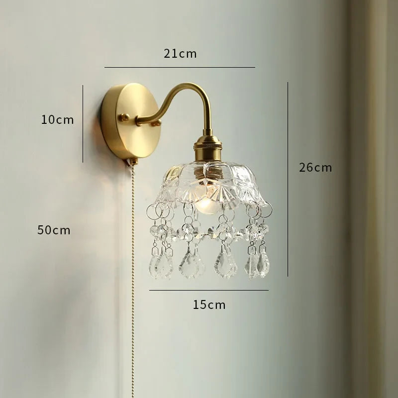 Axyaa White Glass LED Wall Sconce with Pull Chain Switch