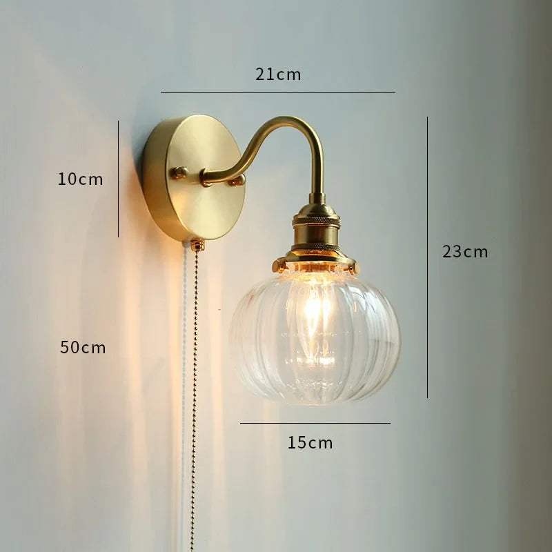 Axyaa White Glass LED Wall Sconce with Pull Chain Switch