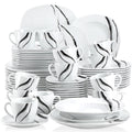 Axyaa 30/60-Piece Porcelain Ceramic Dinner Set with Cups Saucers Plates - Elegant Collection