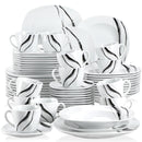 Axyaa 30/60-Piece Porcelain Ceramic Dinner Set with Cups Saucers Plates - Elegant Collection