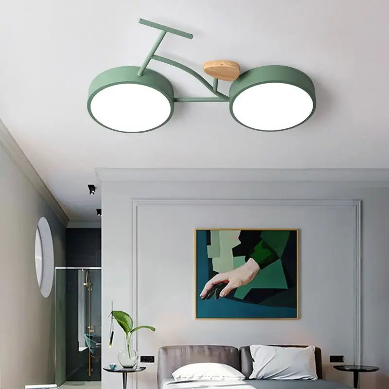 Nordic Kids Room Chandelier: Axyaa LED Ceiling Light in Green, White, Gray