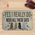 Axyaa Charming Cats Memory Foam Bath Mat - Anti-slip Coral Personalized Doormat