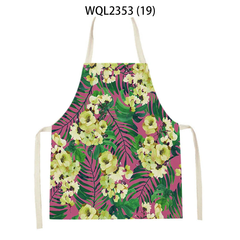 Axyaa Tropical Floral Kitchen Apron for Cooking, Baking, Cleaning - 47x38cm