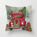 Axyaa Red Truck Christmas Tree Pattern Cushion Cover Home Decor 45X45CM