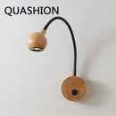 Nordic Wood LED Wall Lamp by Axyaa, Adjustable Bedroom Reading Light