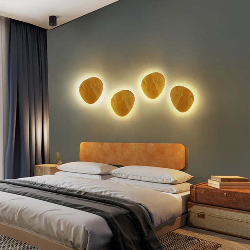 Axyaa Wooden LED Wall Lamp: Nordic Style Bedroom Light, AC110-240V