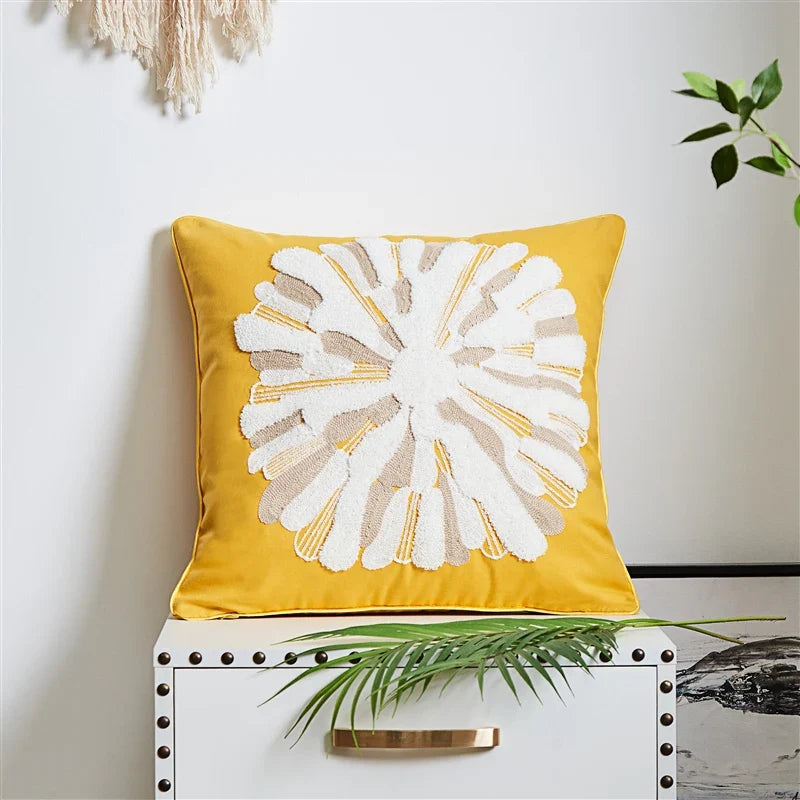 Axyaa Sea Starfish Navy Blue & Yellow Cushion Cover 45x45cm